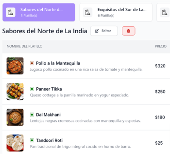 Menú digital siempre actualizado y sincronizado